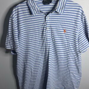 Ralph Lauren Blue and White Striped Polo Shirt